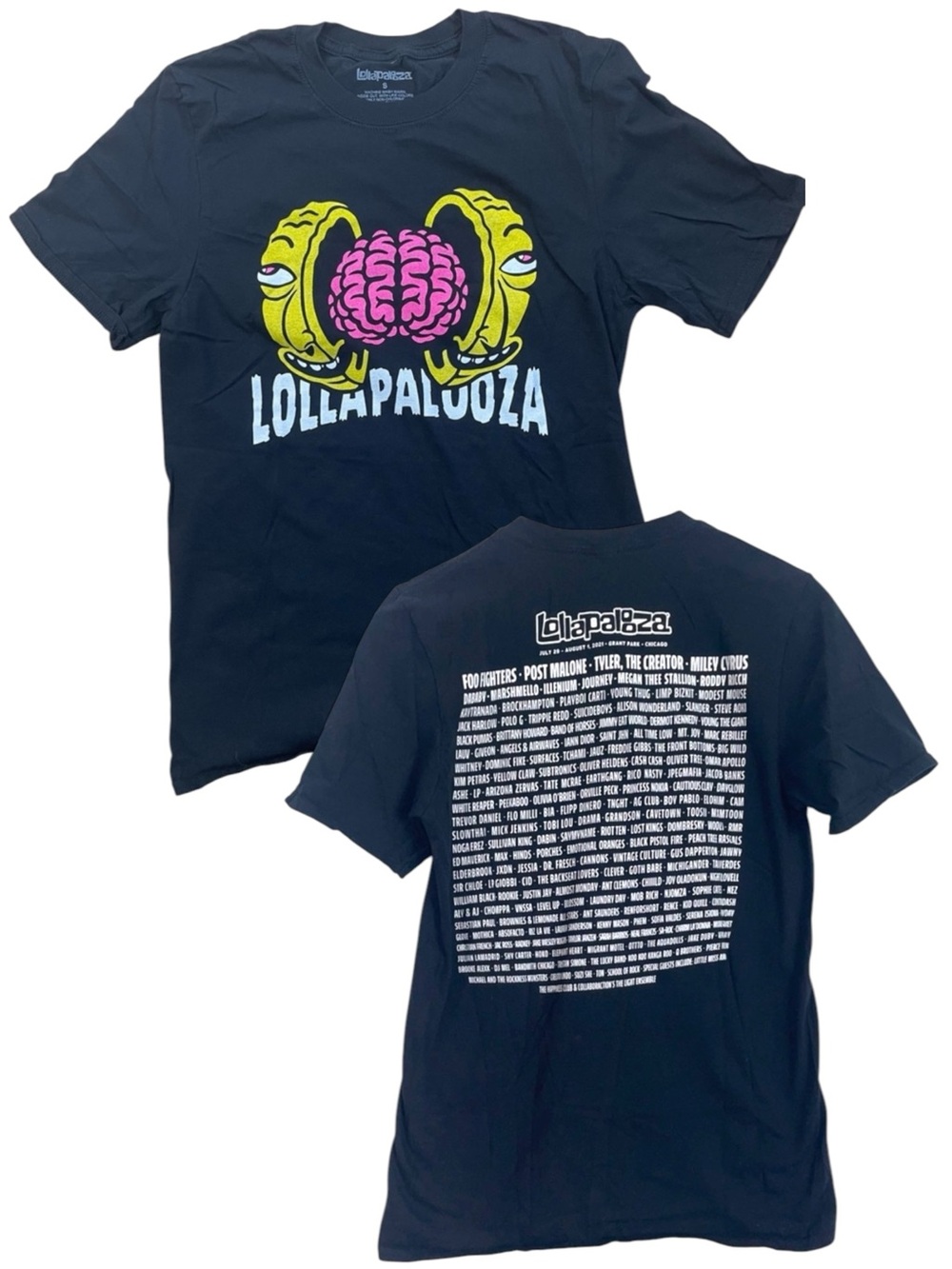 Lollapalooza Festival Shirt Band Lineup SM Black 2021 Merch Foo Fighters Miley